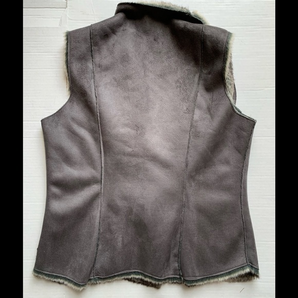 Coldwater Creek Vest Top Faux Fur Faux Suede Size Small Gray - Picture 5 of 8